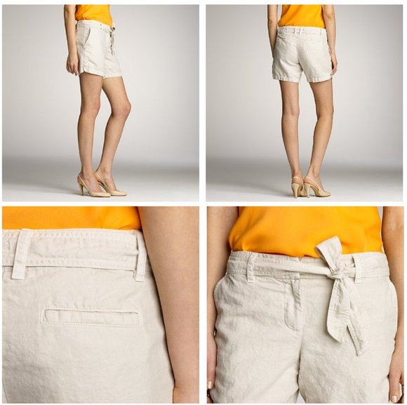 Jcrew Linen & Cotton Seaside Shorts with Belt | Cream Off-white Womans S… - Picture 3 of 15